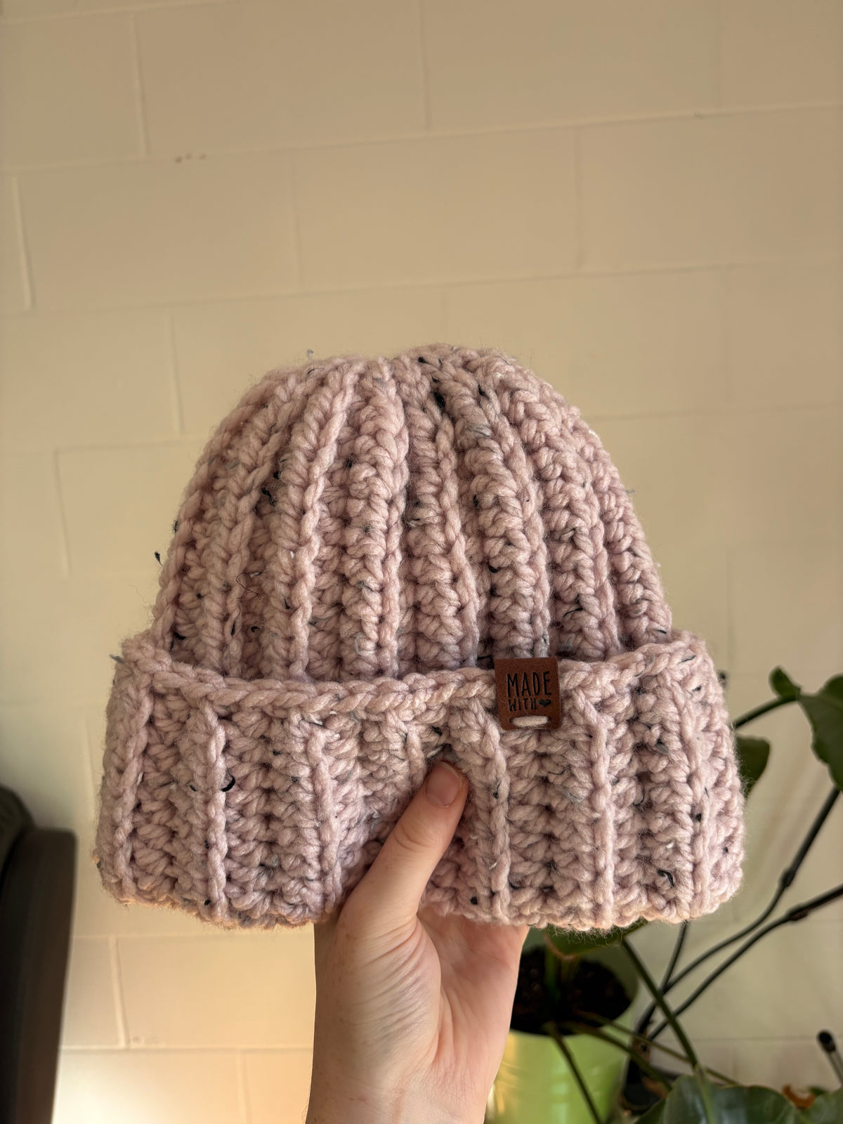 Tuque rose moucheté