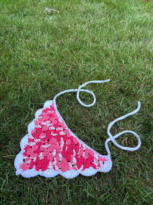 Bandana cherry cream avec bordure blanche
